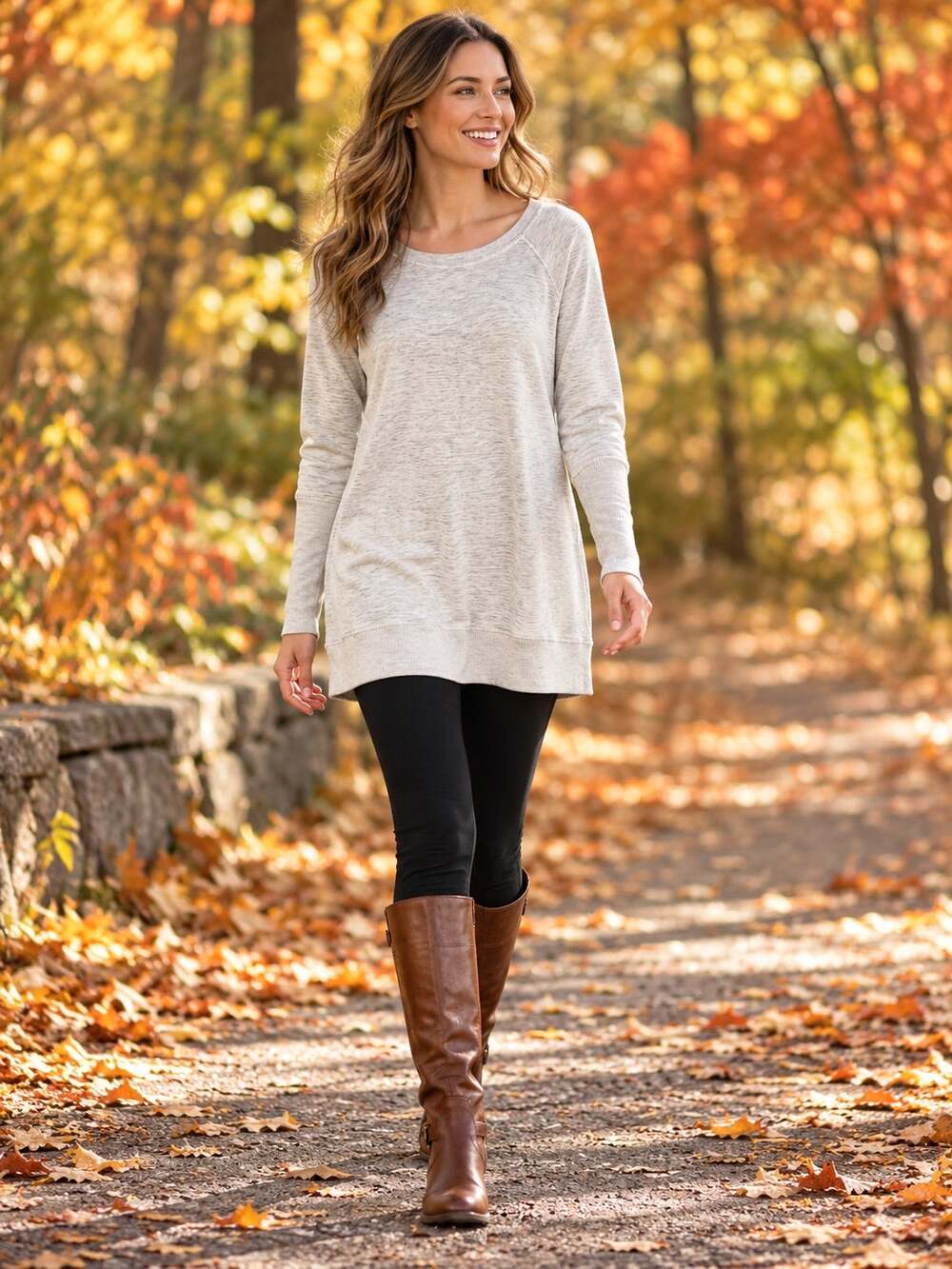 Anthropologie t.la women's long tunic length sweatshirt in Heather Beige. Size L